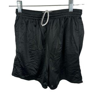 Vintage Dodger Running Shorts Gym Medium Mens Black Nylon Elastic Stretch 80s